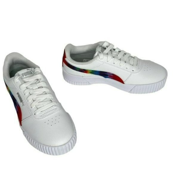 Puma White Carina Tie Dye Big Kids Soft Foam Athletic Shoes Junior Size 4C - Picture 12 of 14